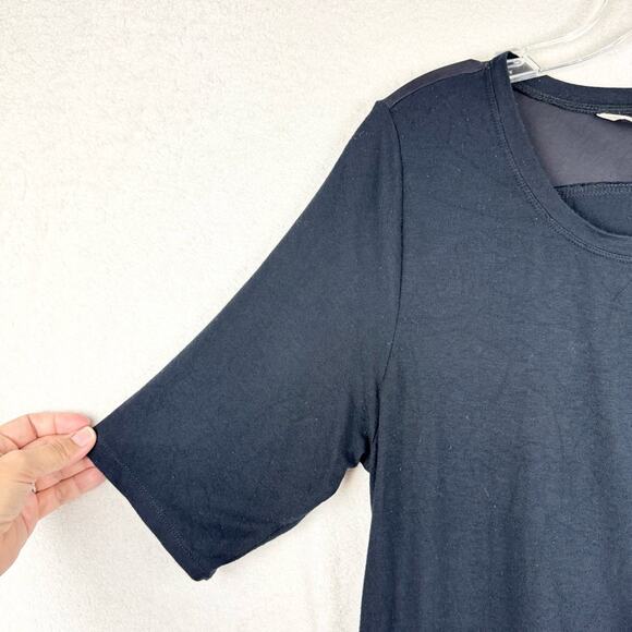 Soft Surroundings Eden Hi-Lo Tiered Short Sleeve Tunic Top Black Size M Minimal - Picture 4 of 12